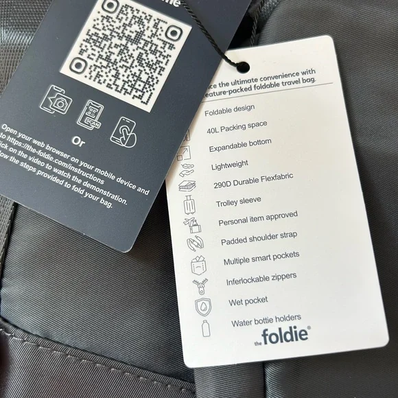 NWT! Foldie Travel Bag Gray 40L - Picture 6 of 7